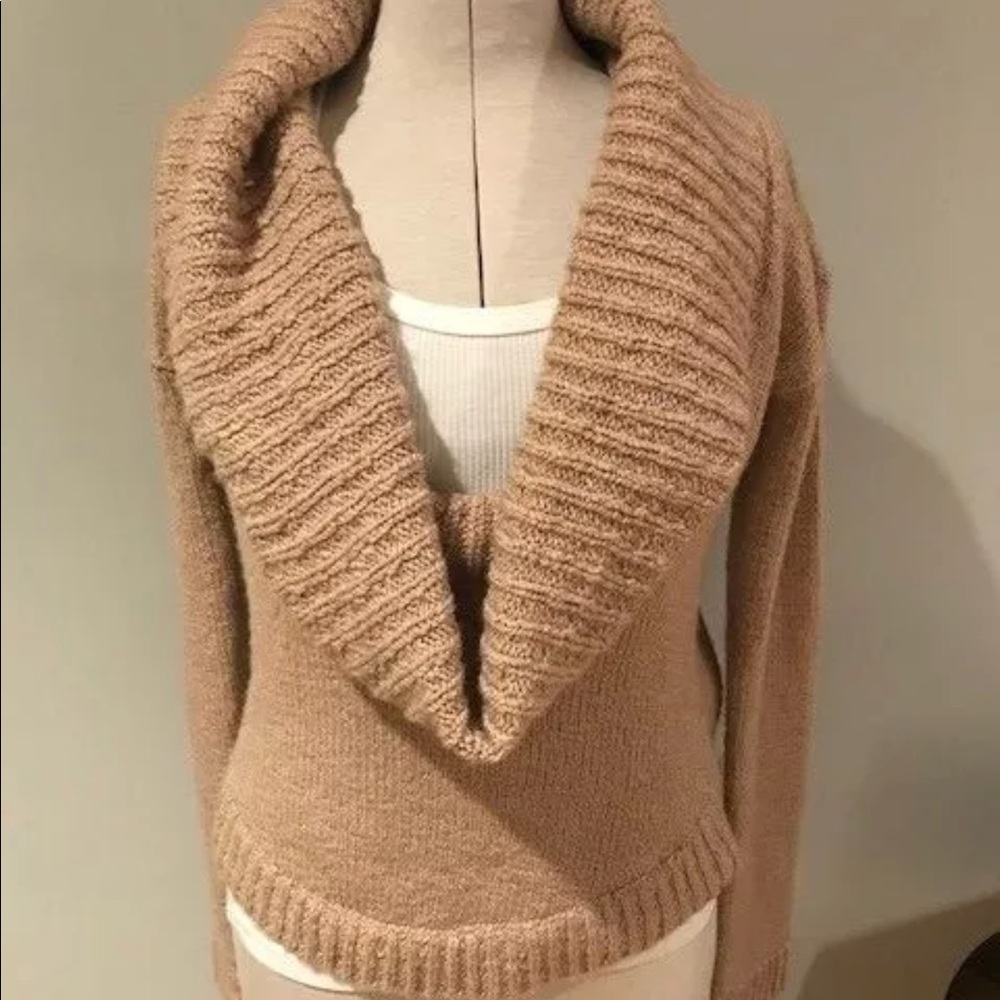 Theory camel cowlneck sweater
